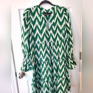 Pomander Place Green Ikat Kenzo Dress Size L